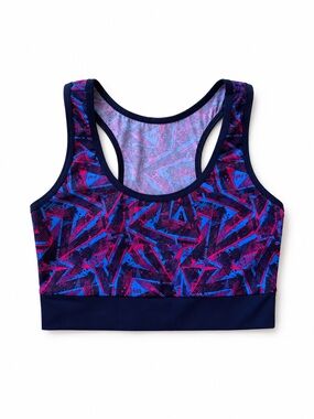 Women's Navy Abstract Custom-Made Athletic Sports Bra